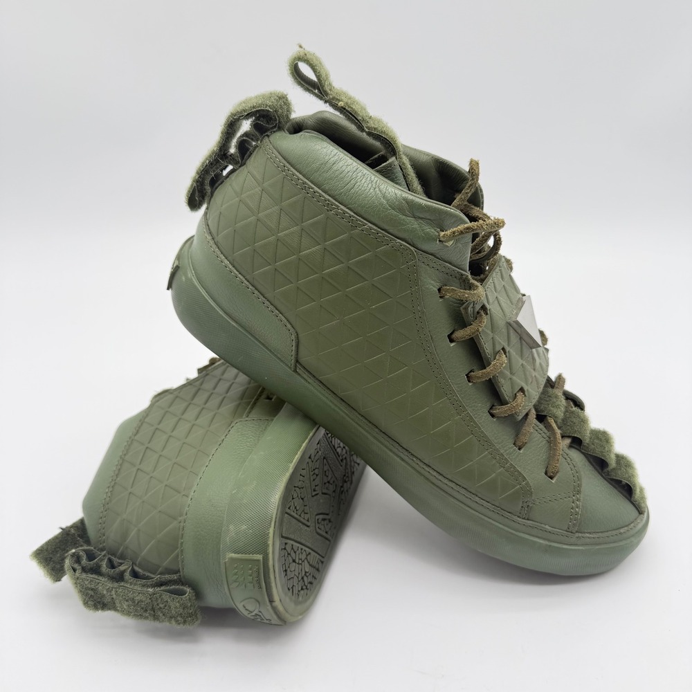 K1X Patrick Mohr MK6 Olive Green Leather Geometric High Top Sneakers Mens 9